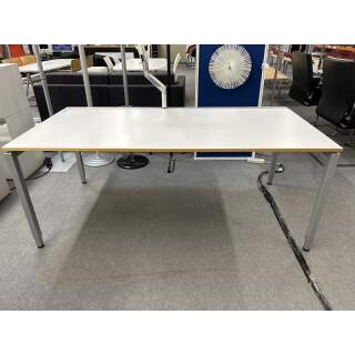 VS Schreibtisch 180x80 weiß mit Aluleiste höhenverstellbar